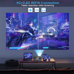 Projetor 4K PG600W Android WiFi LED 2K 3D Home Theater