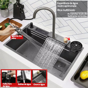 Cuba de Cozinha Gourmet Cascata com Torneiras e Acessórios Powerstill