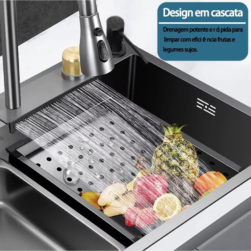 Cuba de Cozinha Gourmet Cascata com Torneiras e Acessórios Powerstill