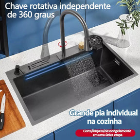 Cuba de Cozinha Gourmet Cascata com Torneiras e Acessórios Powerstill