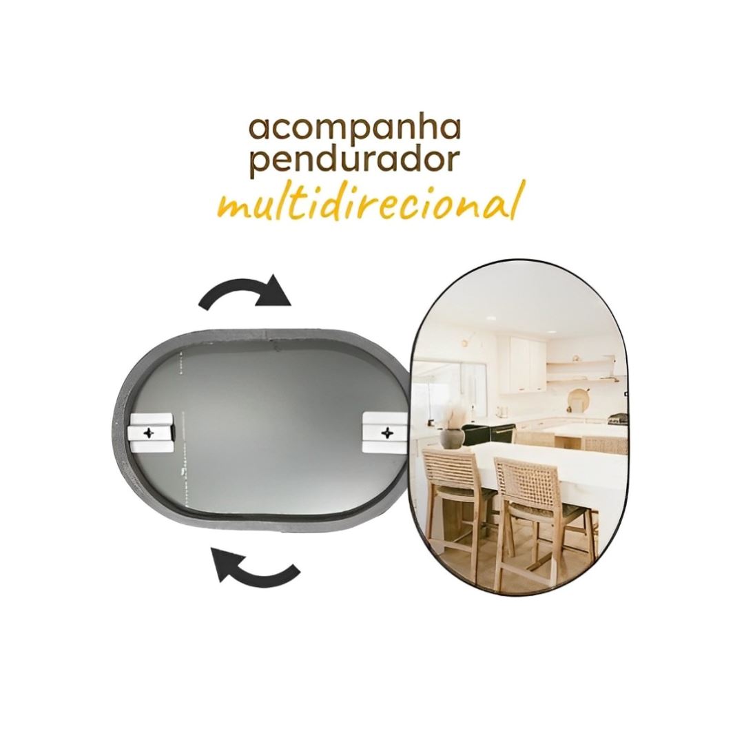 Espelho Decorativo Geométrico Oval Side Mirror